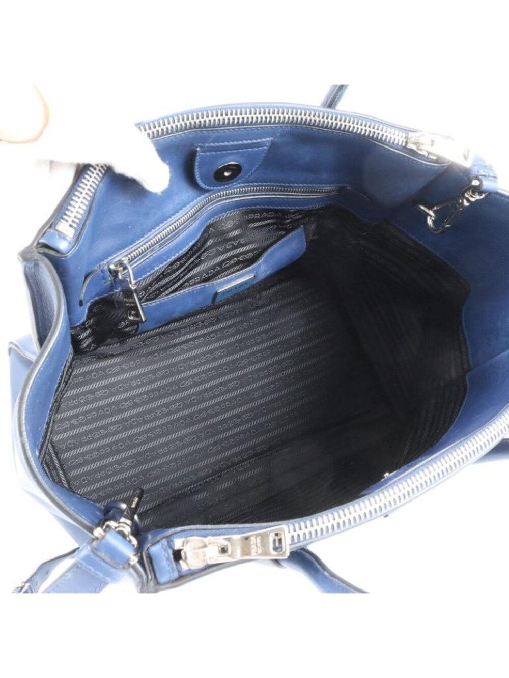 Prada Twin Pocket Triangle Logo Leather 2-Way Shoulder Bag Crossbody - Picture 7 of 10